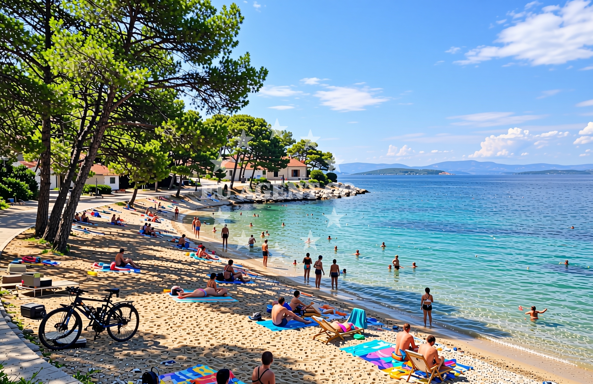 Overview of Porat Školjić, Murter (Murter) Beach in Porat Školjić