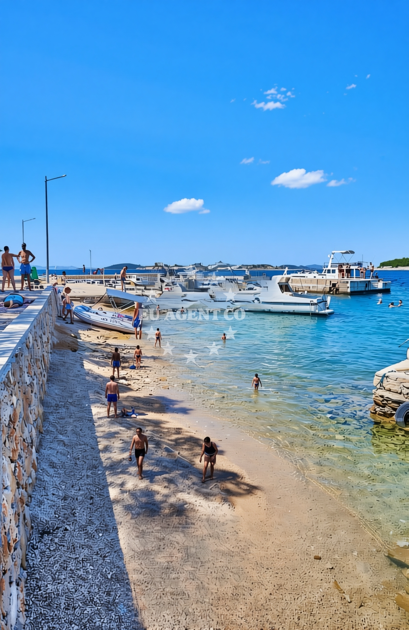Sea and coastal view of Porat Školjić, Murter (Murter) Beach in Porat Školjić