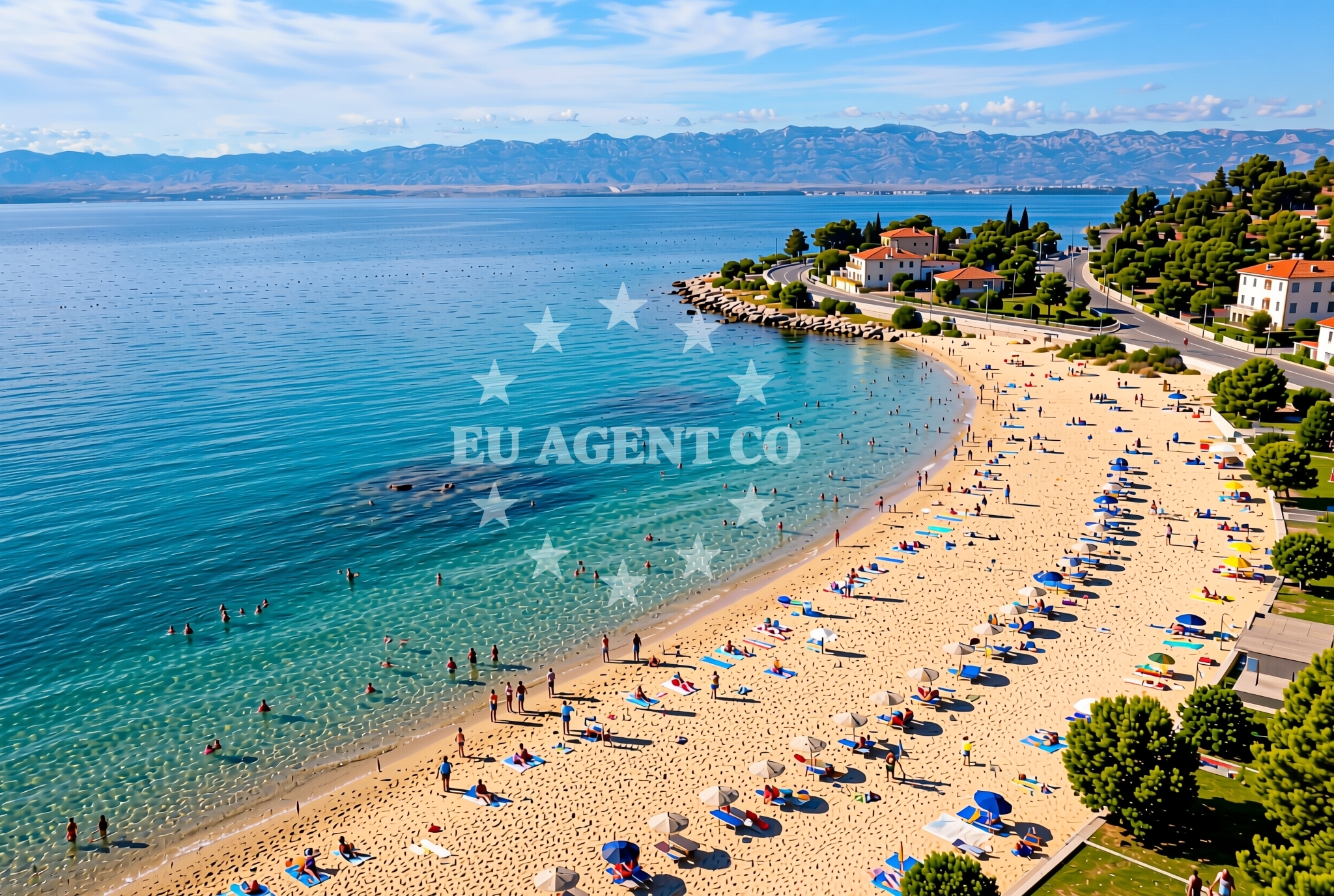 Beach facilities and surroundings at Porat, Vir (Vir) Beach in Porat