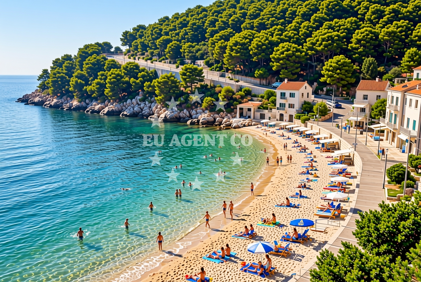 Shoreline and swimming area at Poretak, Gradac Beach in Poretak