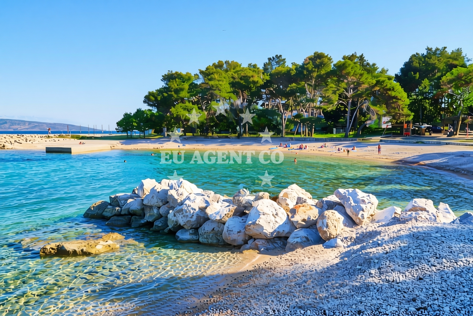Overview of Porporela (Lukobran) sredina, Krk (Krk) Beach in Porporela (Lukobran) sredina