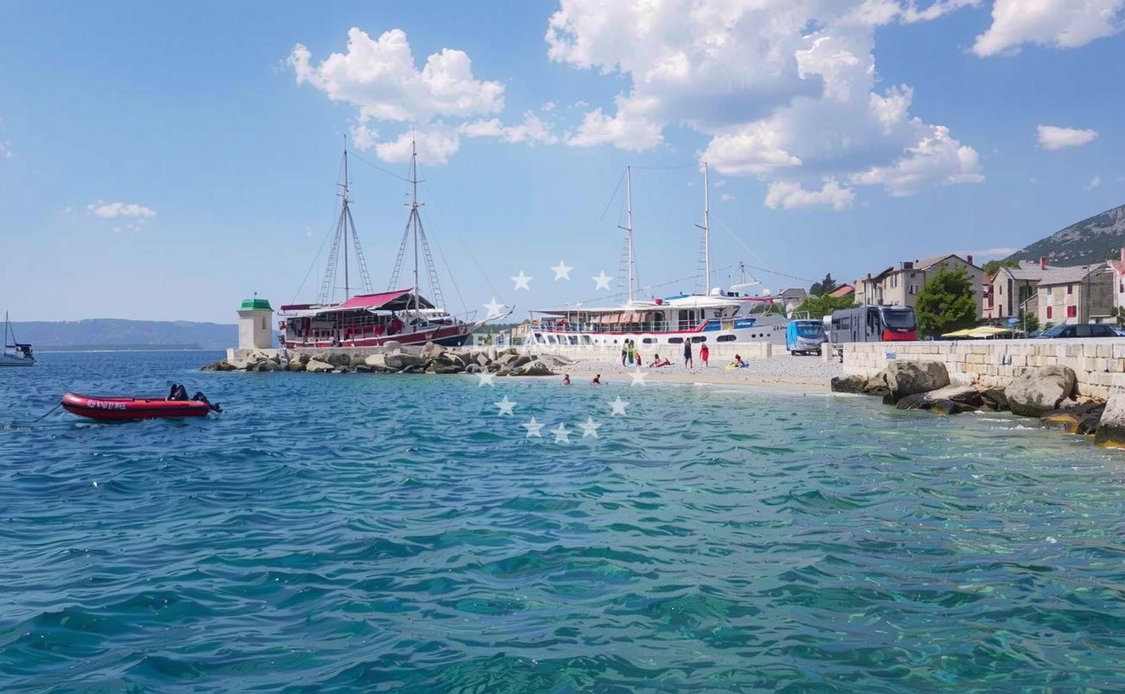 Beach facilities and surroundings at Port Bol beach in Hrvatskih Domobrana 77, Bol