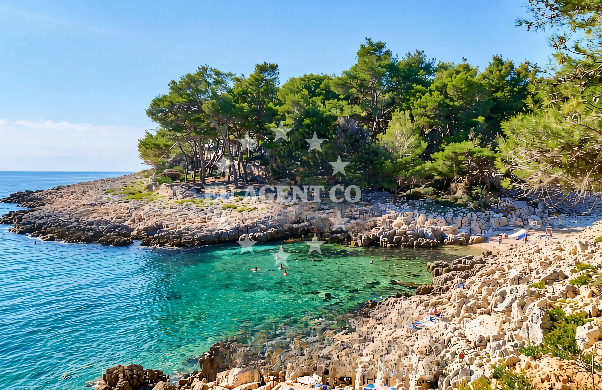 Overview of Porta Šešula zapad, Mali Lošinj (Lošinj) Beach in Porta Šešula zapad