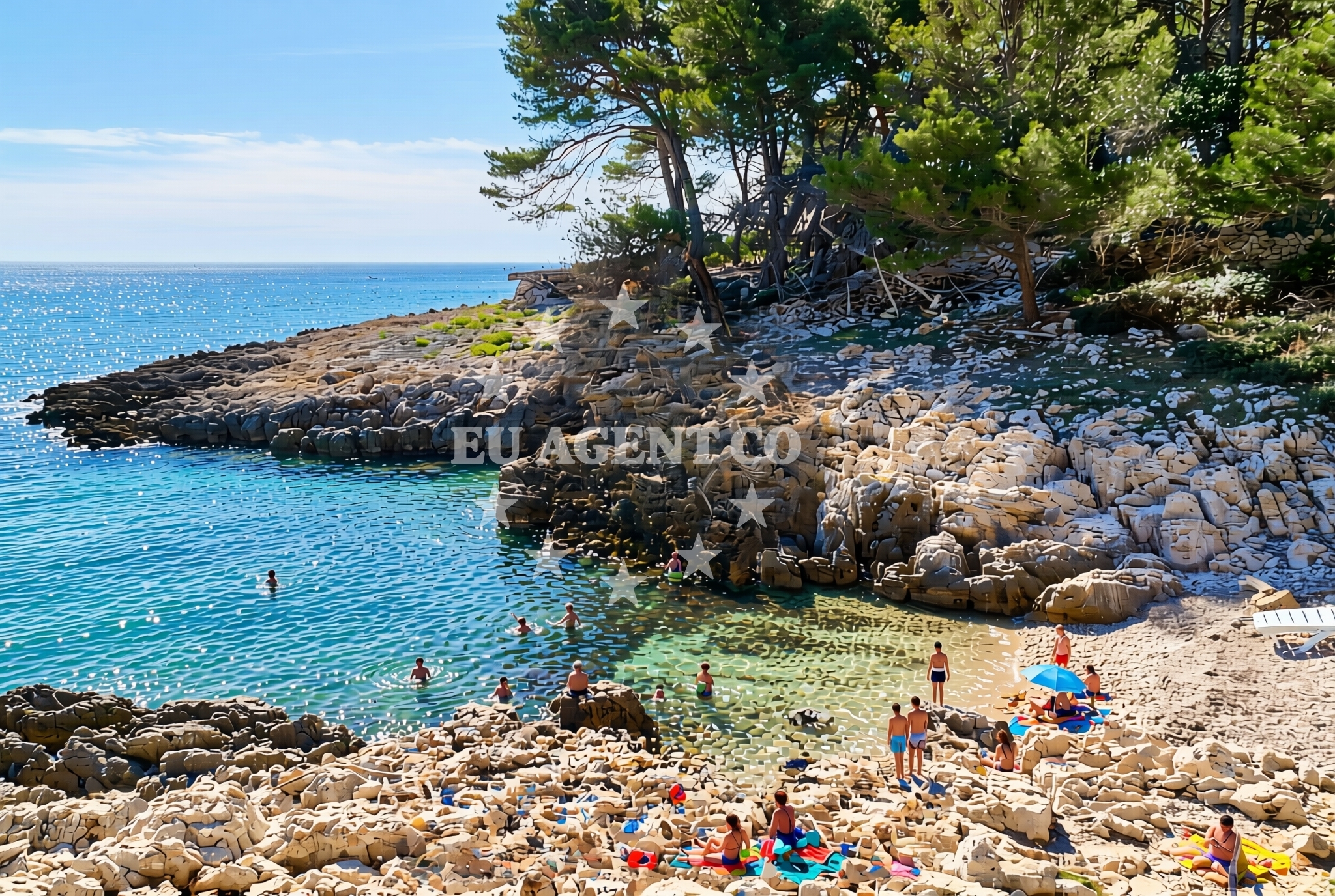 Sea and coastal view of Porta Šešula zapad, Mali Lošinj (Lošinj) Beach in Porta Šešula zapad