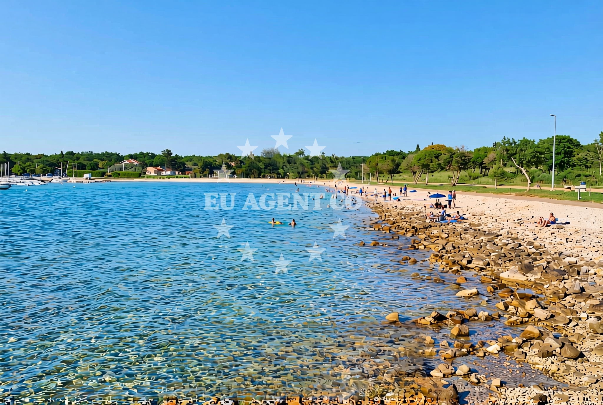 Shoreline and swimming area at Portić (dog beach), Peroj Beach in Portić (plaža za pse)