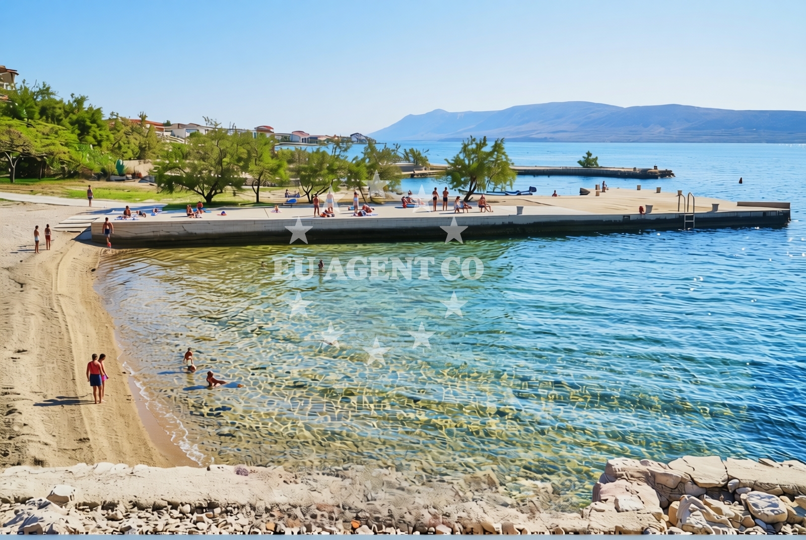 Shoreline and swimming area at Portić jug, Kustići (Pag) Beach in Portić jug