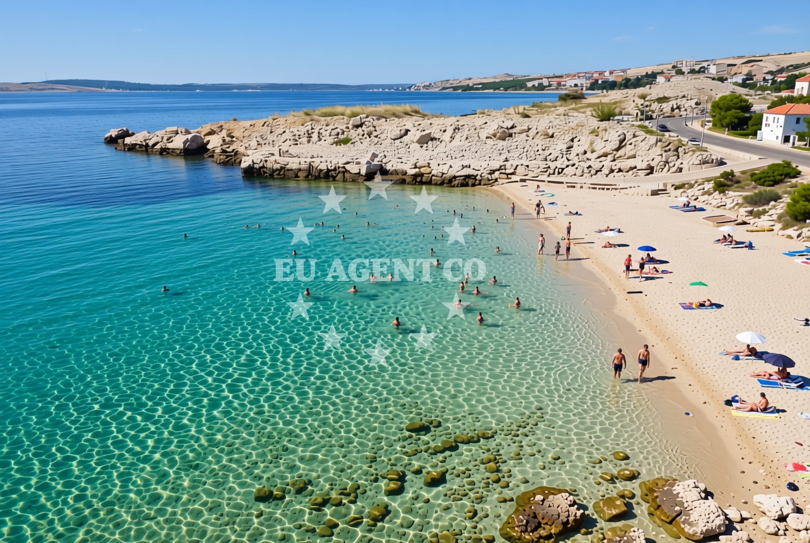Sea and coastal view of Portić jug, Kustići (Pag) Beach in Portić jug