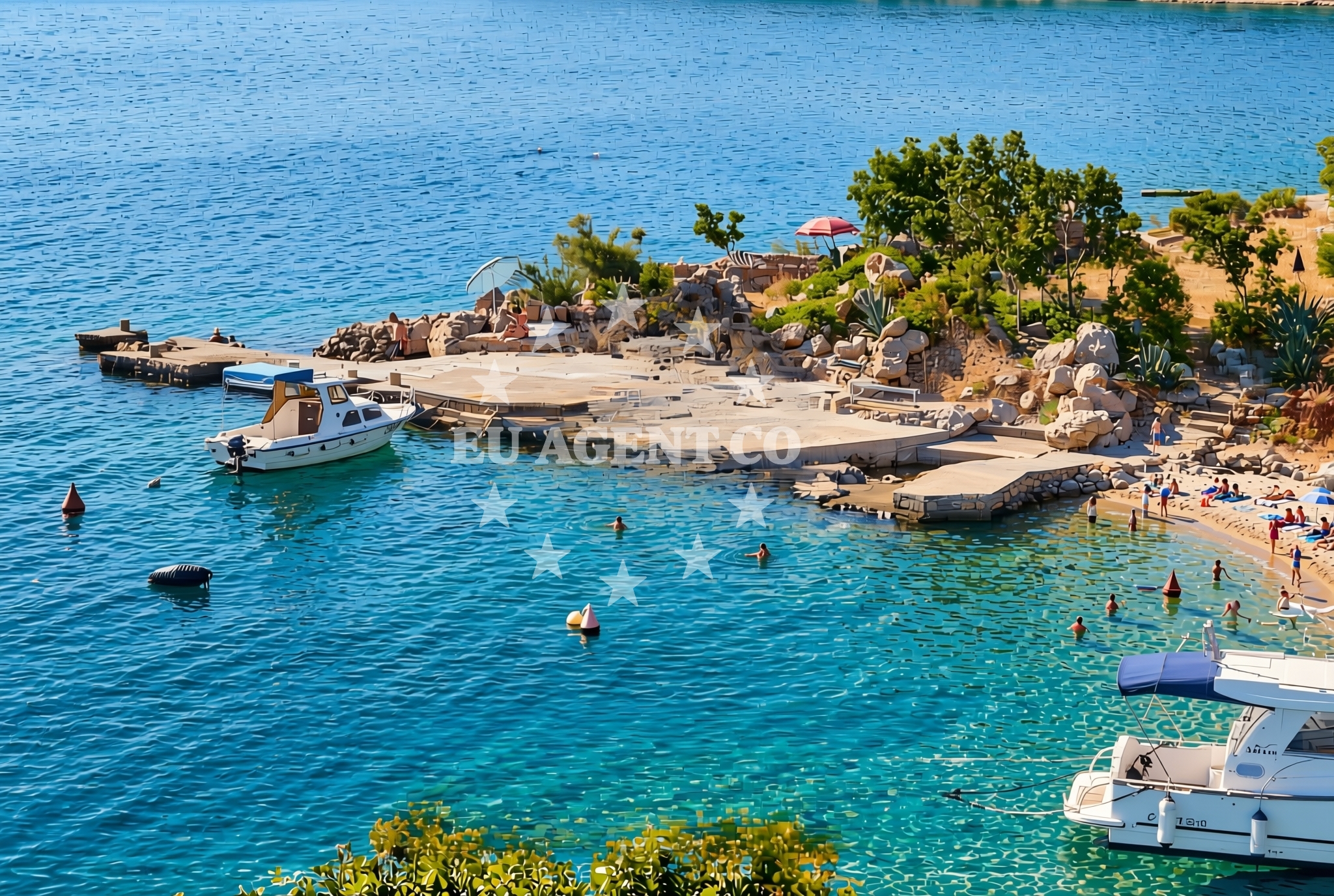 Shoreline and swimming area at Portić, Stinica Beach in Portić