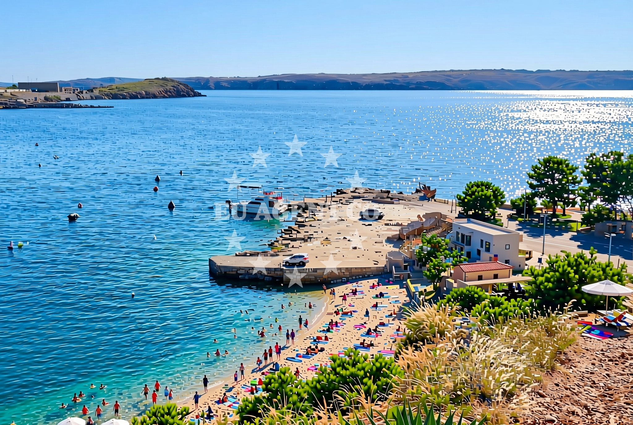 Sea and coastal view of Portić, Stinica Beach in Portić