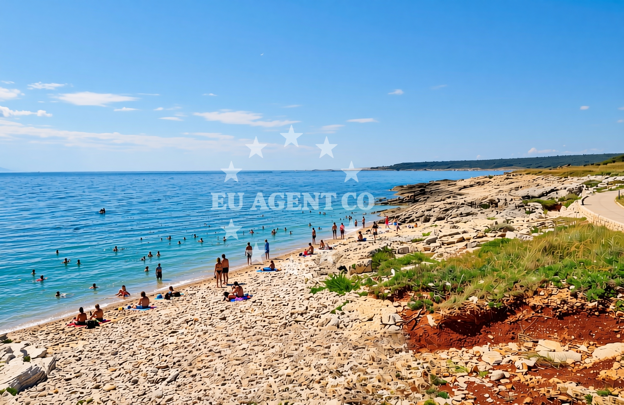 Shoreline and swimming area at Porto dele Liše (dog beach), Šišan Beach in Porto dele Liše (plaža za pse)