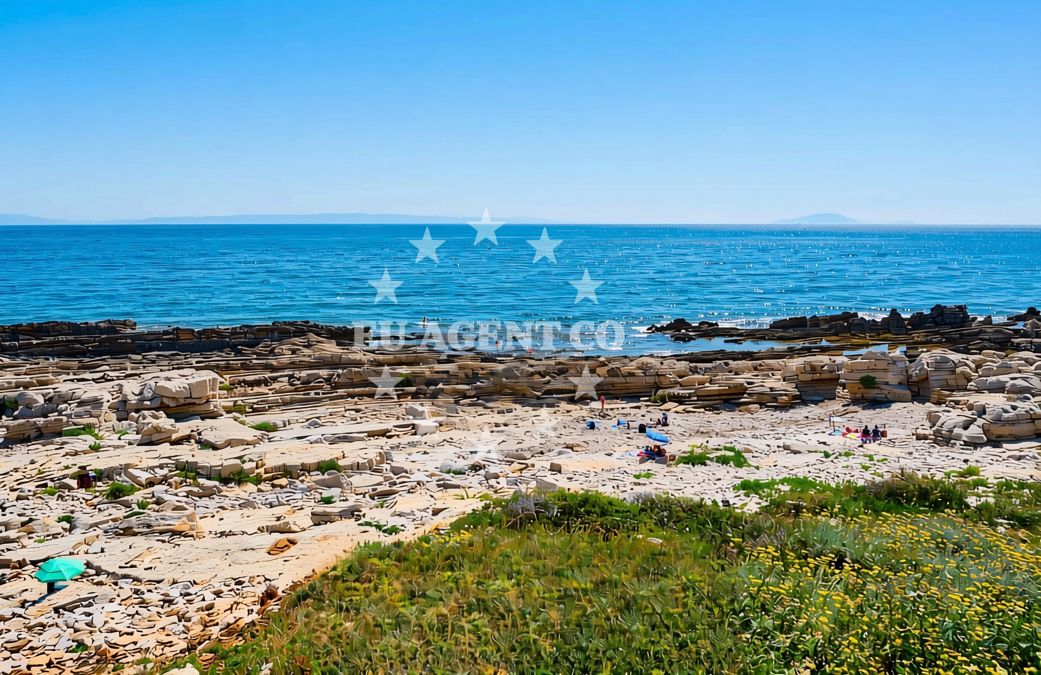 Sea and coastal view of Porto dele Liše (dog beach), Šišan Beach in Porto dele Liše (plaža za pse)