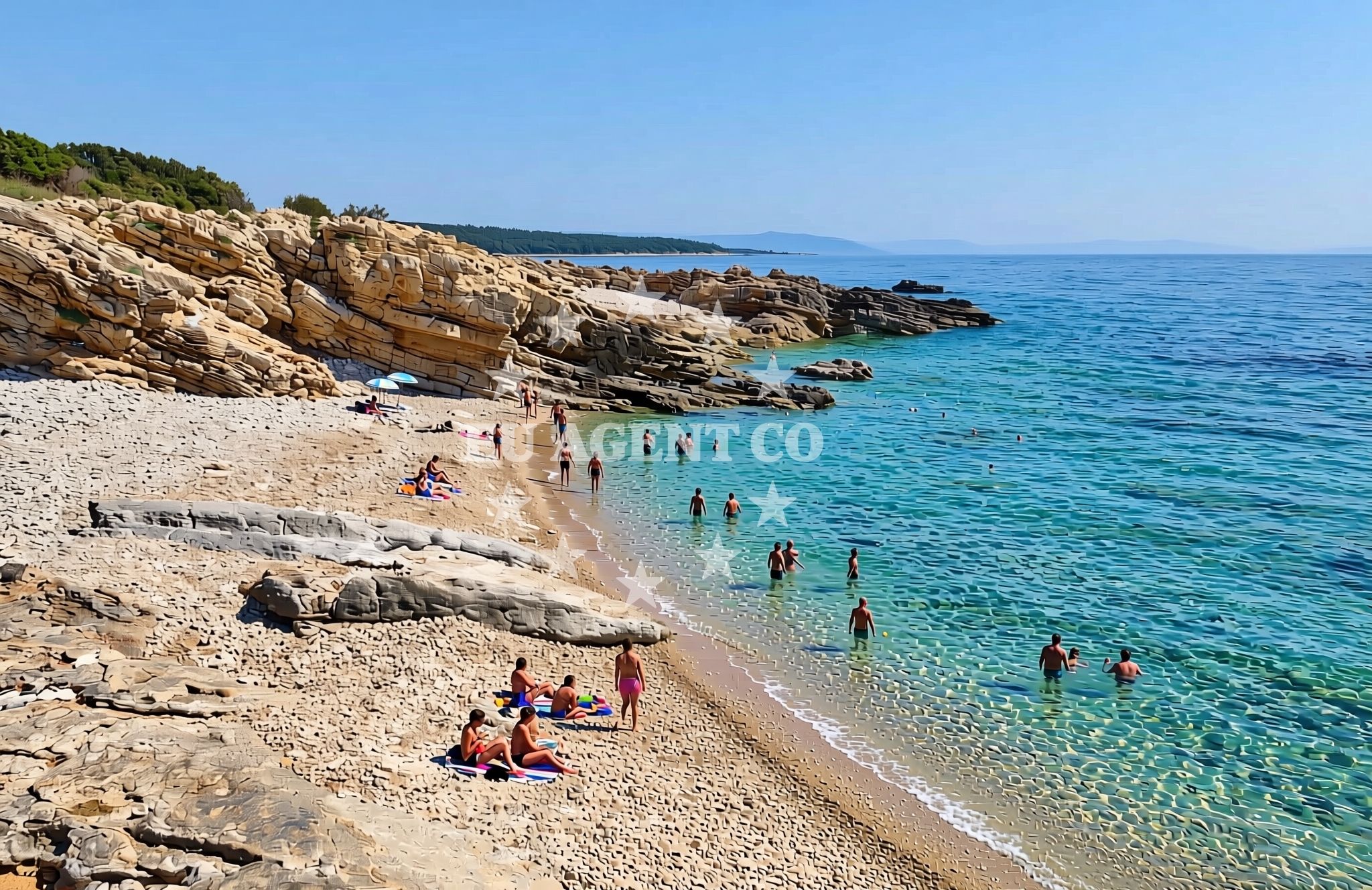 Sea and coastal view of Porto dele Liše, Šišan Beach in Porto dele Liše
