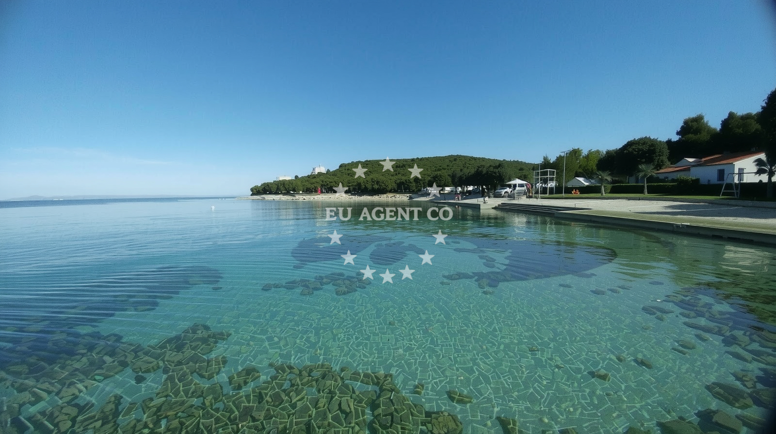Sea and coastal view of Porto Sole beach in Petalon, Vrsar