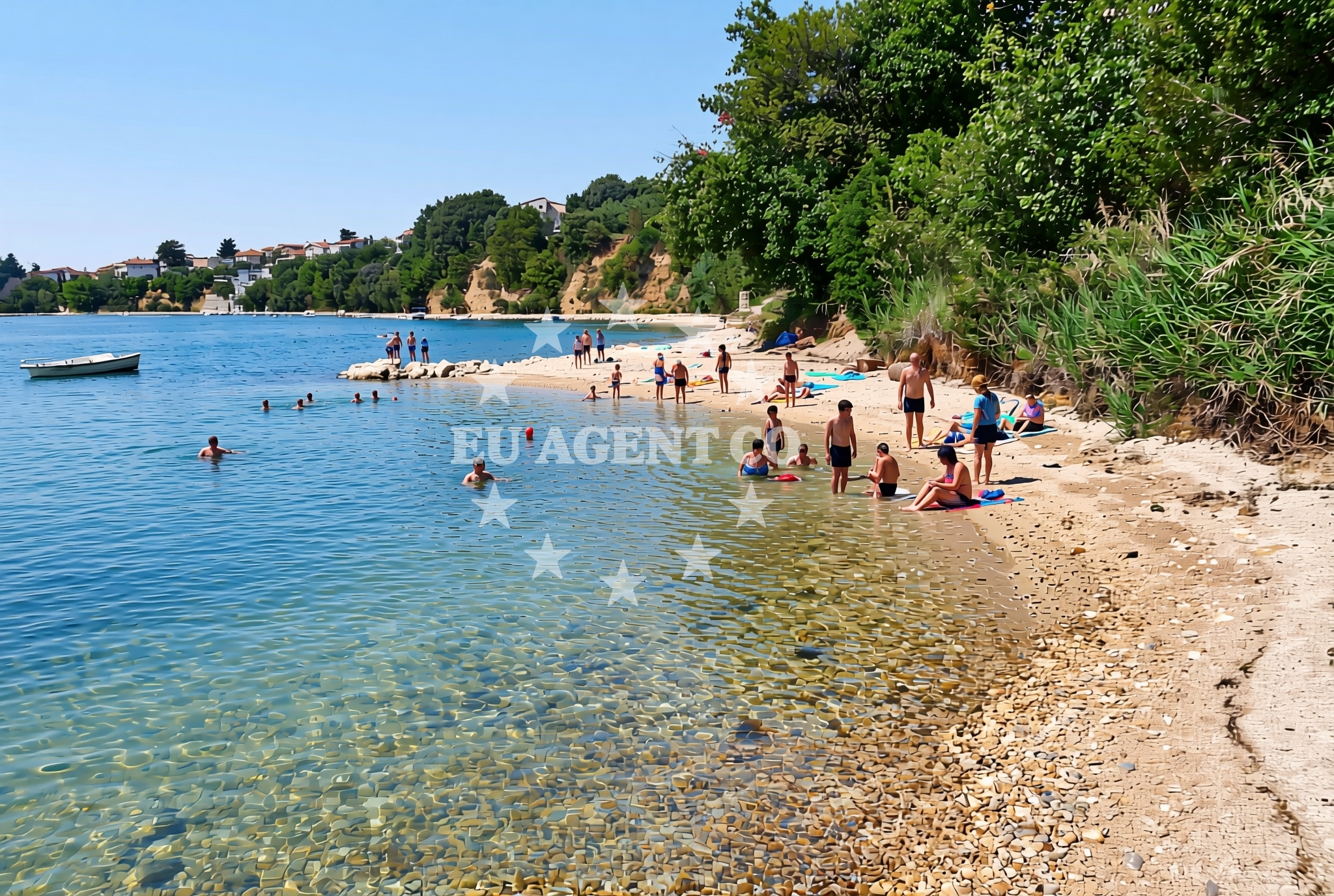 Shoreline and swimming area at Posedarje istok 2, Posedarje Beach in Posedarje istok 2