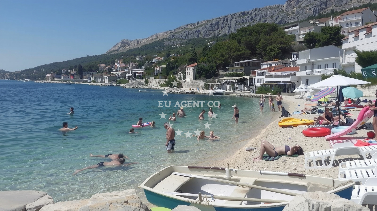 Beach facilities and surroundings at Poseidon beach in Poljička Cesta 1, Jesenice