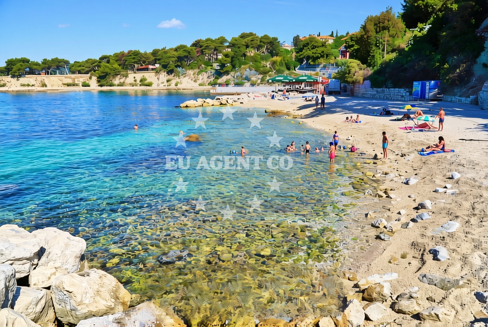 Beach facilities and surroundings at POŠK, Split Beach in POŠK
