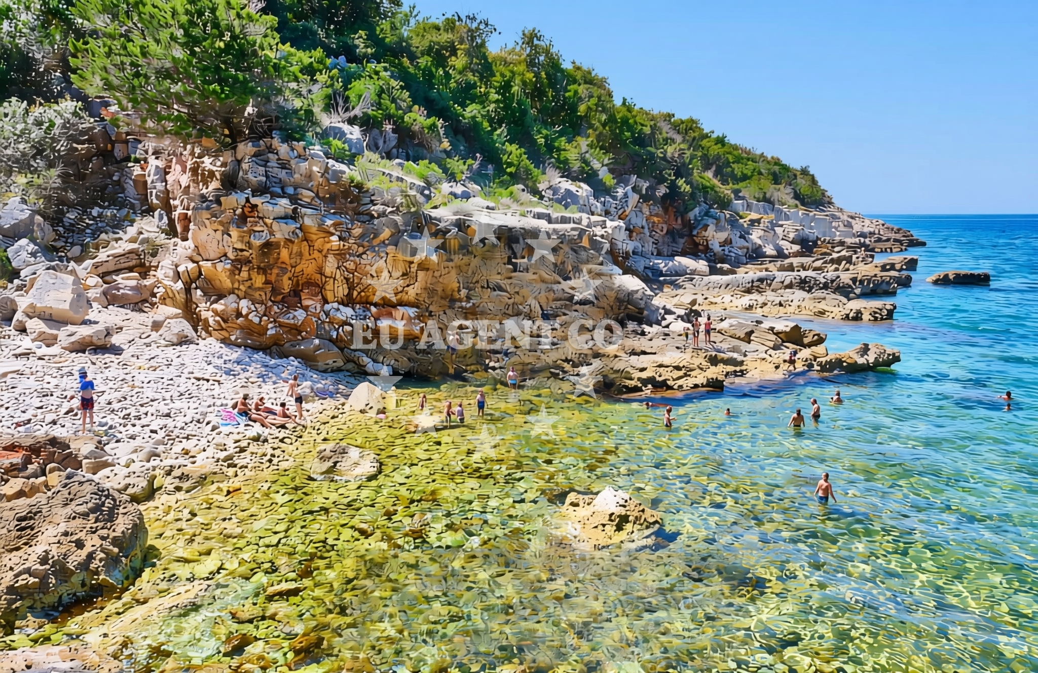 Overview of Pošta od Širana jug, Drvenik Veliki (Drvenik Veli) Beach in Pošta od Širana jug