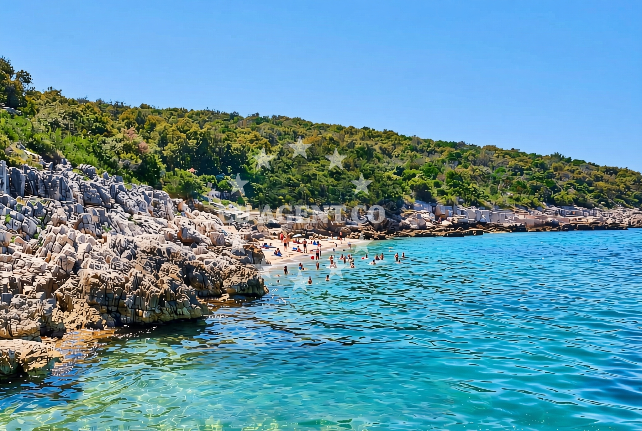 Shoreline and swimming area at Pošta od Širana jug, Drvenik Veliki (Drvenik Veli) Beach in Pošta od Širana jug