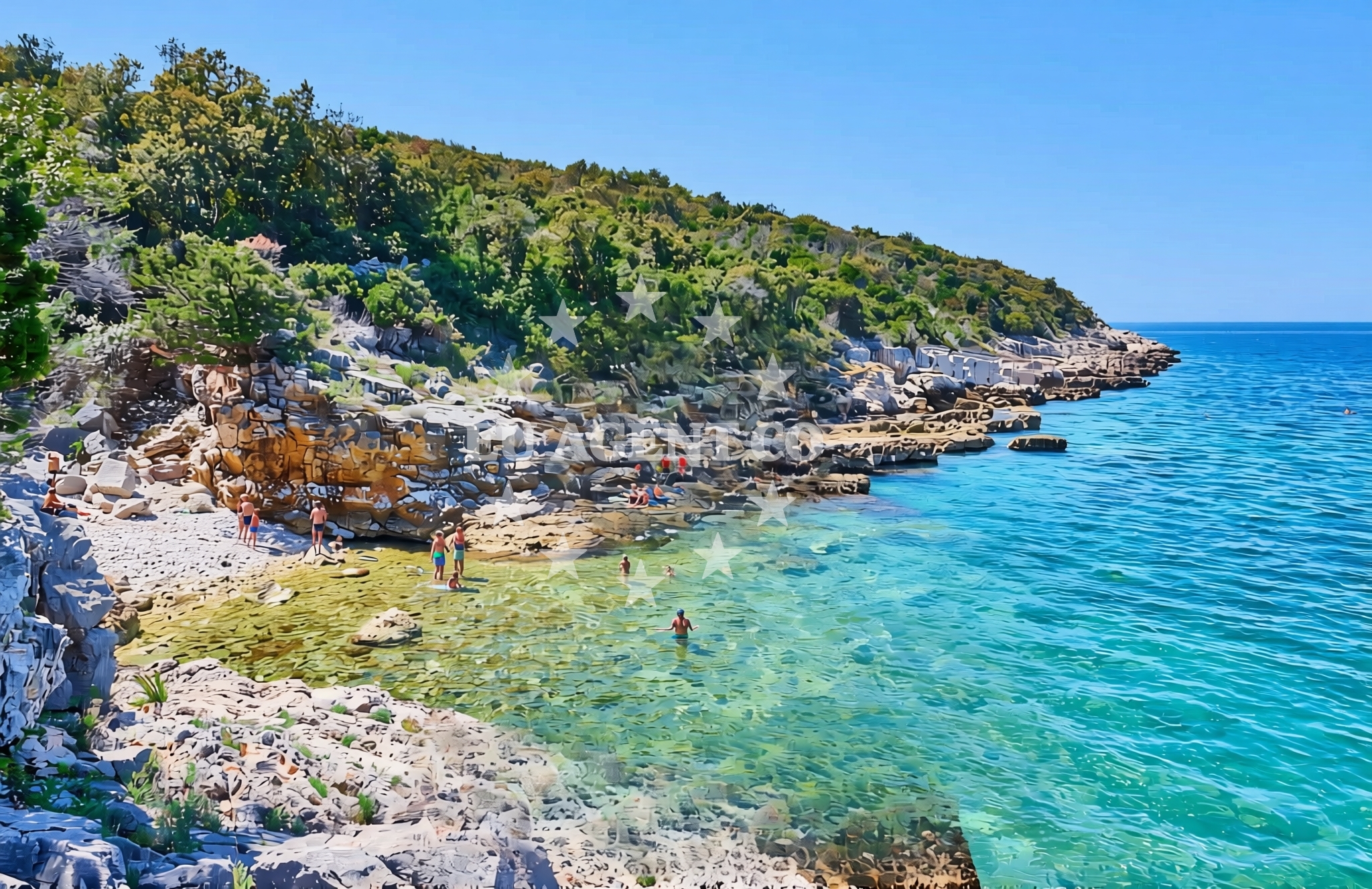 Sea and coastal view of Pošta od Širana jug, Drvenik Veliki (Drvenik Veli) Beach in Pošta od Širana jug