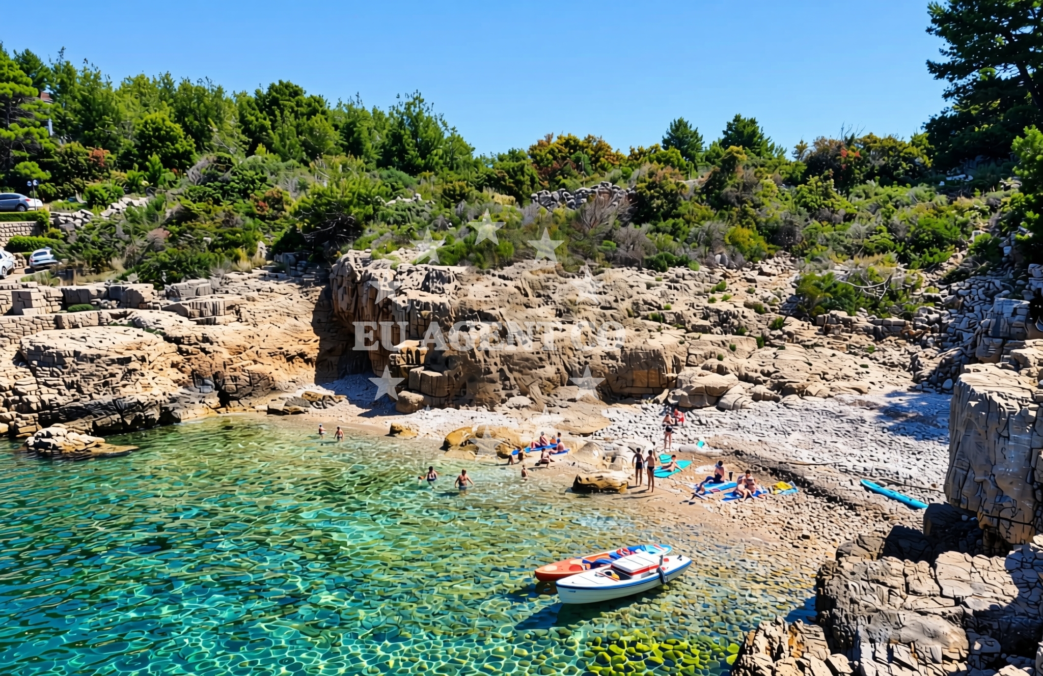 Overview of Pošta od Širana sjever, Drvenik Veliki (Drvenik Veli) Beach in Pošta od Širana sjever