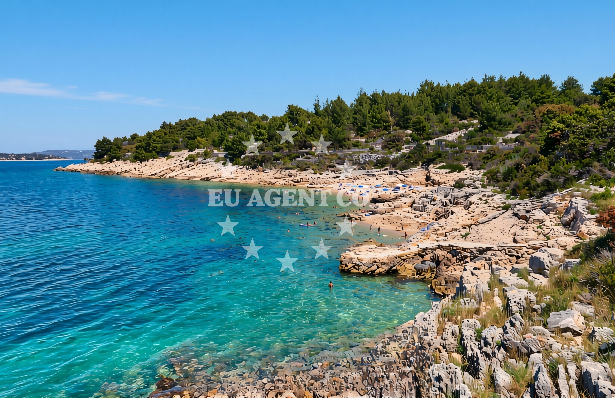 Shoreline and swimming area at Pošta od Širana sjever, Drvenik Veliki (Drvenik Veli) Beach in Pošta od Širana sjever