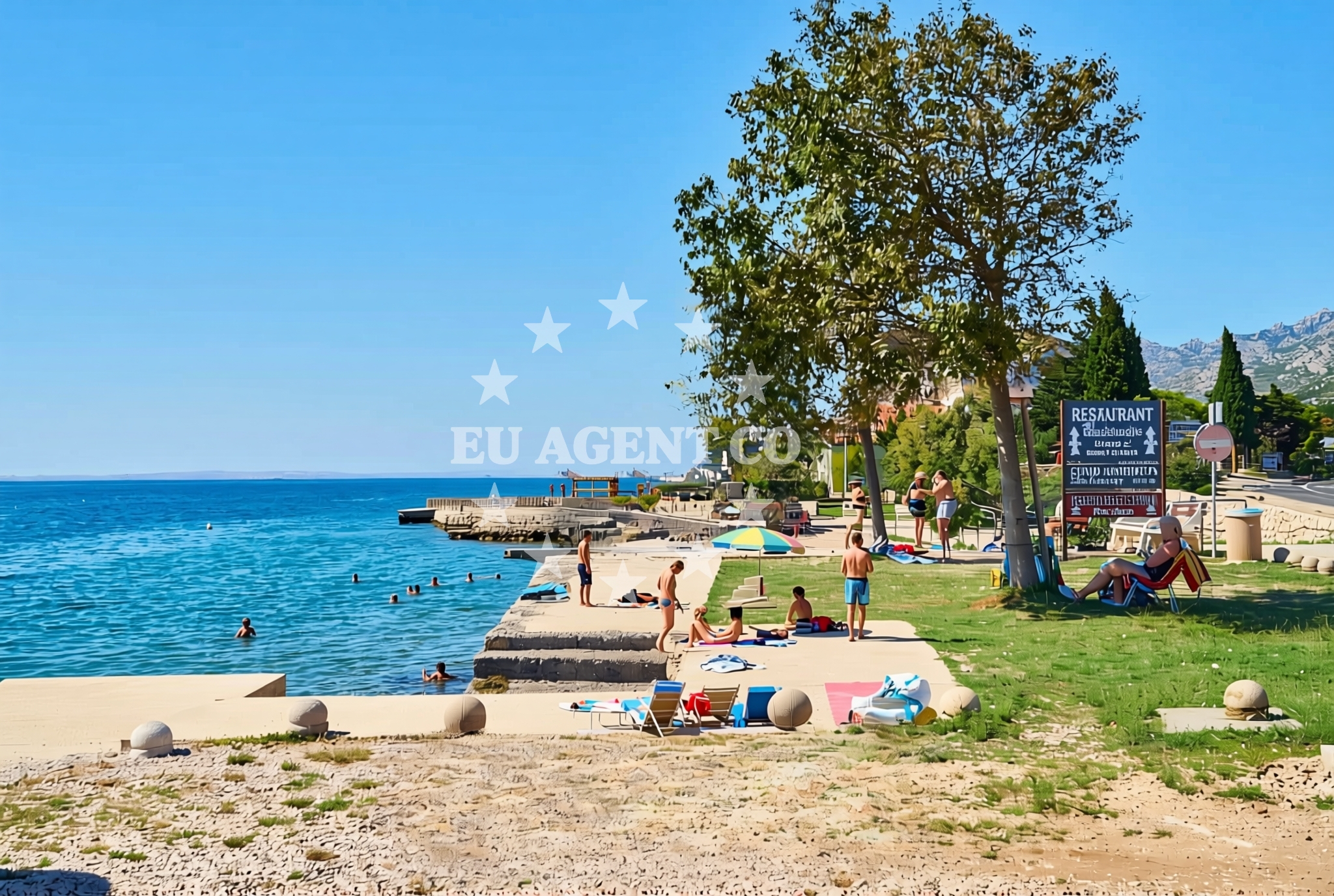 Shoreline and swimming area at Pošta, Starigrad Beach in Pošta