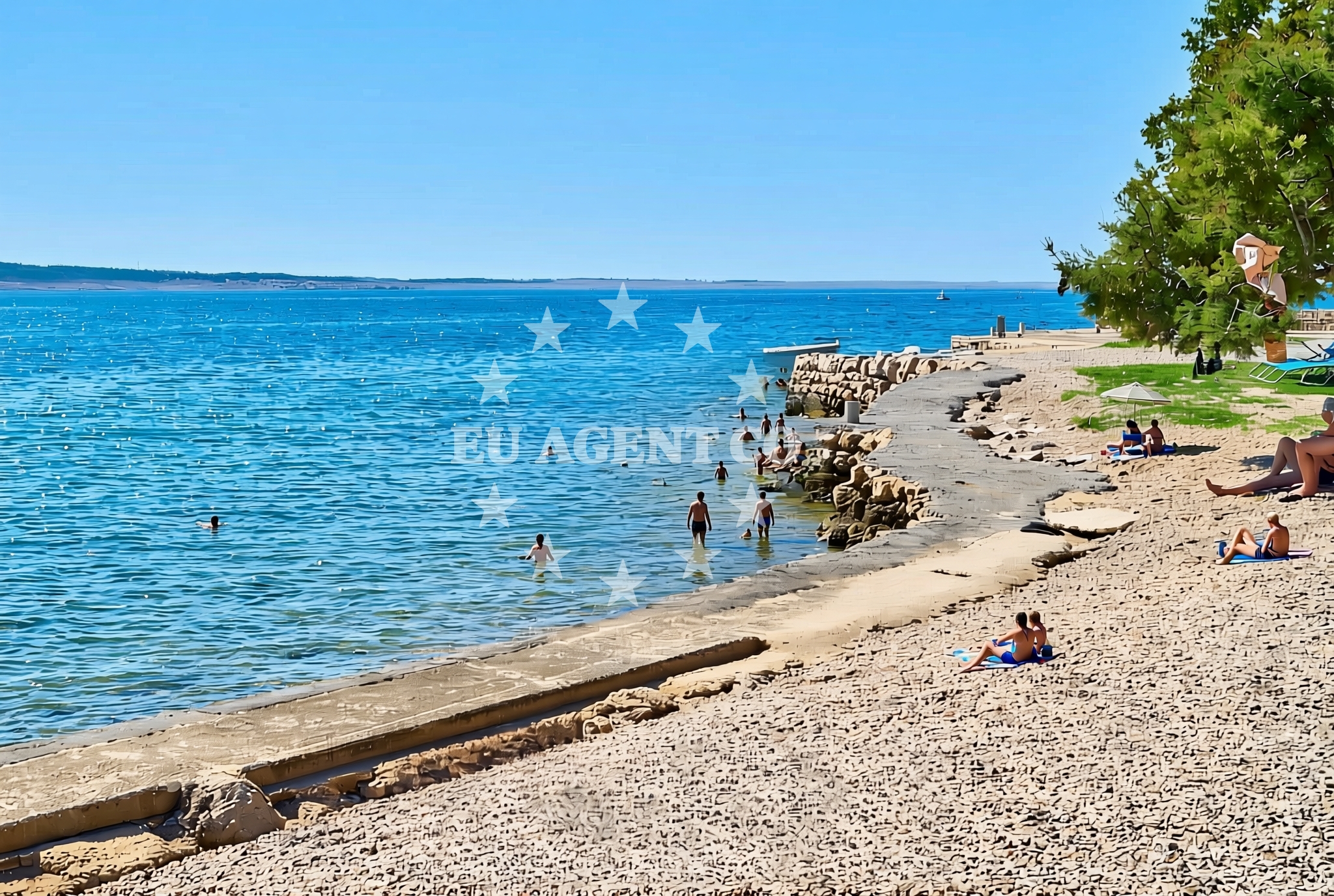 Beach facilities and surroundings at Pošta, Starigrad Beach in Pošta