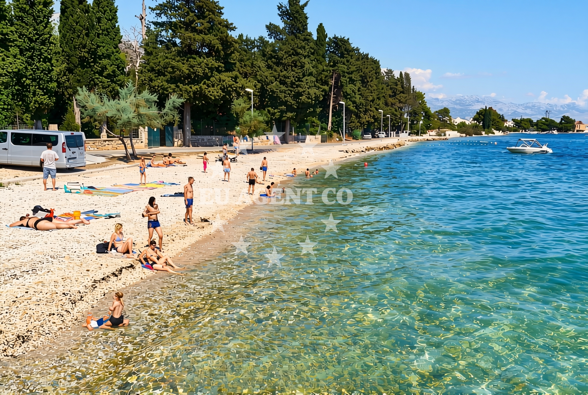 Beach facilities and surroundings at Poštanski (Puntica), Kaštel Lukšić Beach in Poštanski (Puntica)