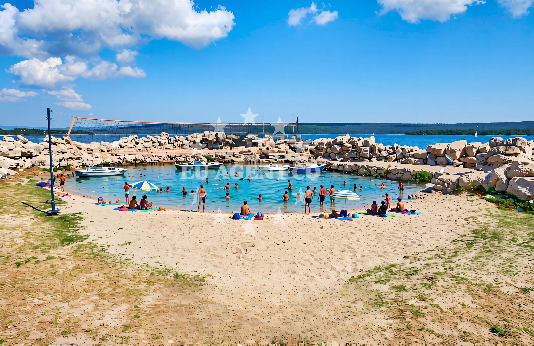 Shoreline and swimming area at Potfratri, Nerezine (Lošinj) Beach in Potfratri