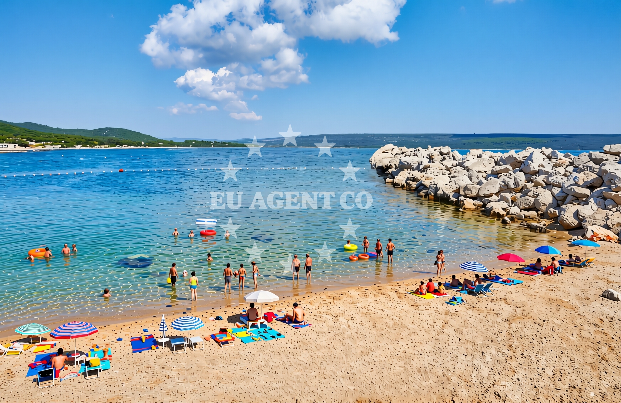 Sea and coastal view of Potfratri, Nerezine (Lošinj) Beach in Potfratri