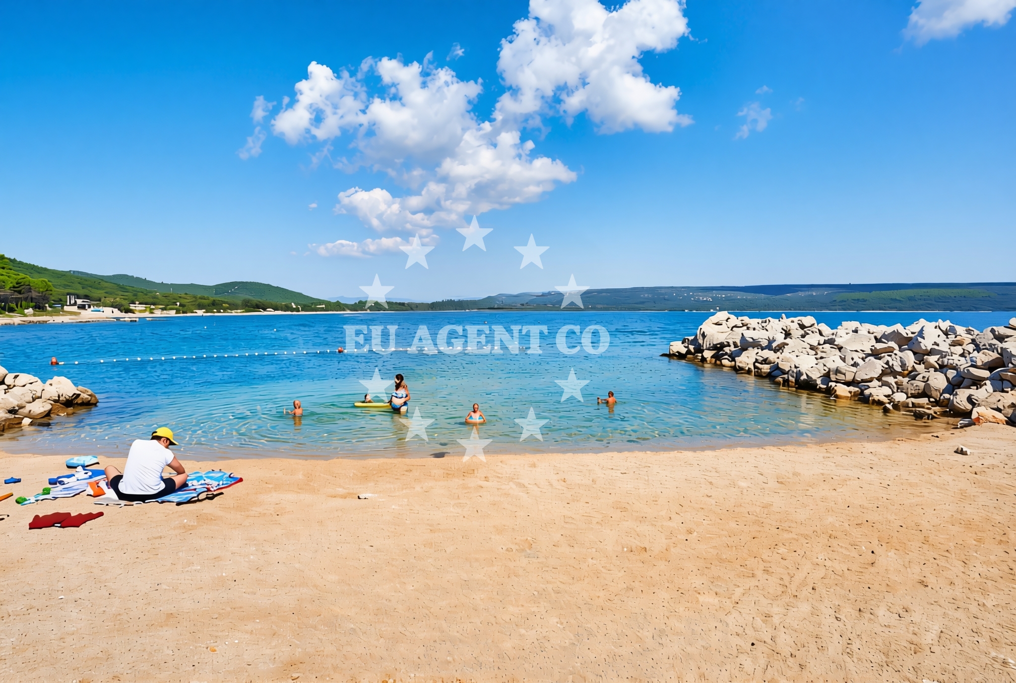 Beach facilities and surroundings at Potfratri, Nerezine (Lošinj) Beach in Potfratri