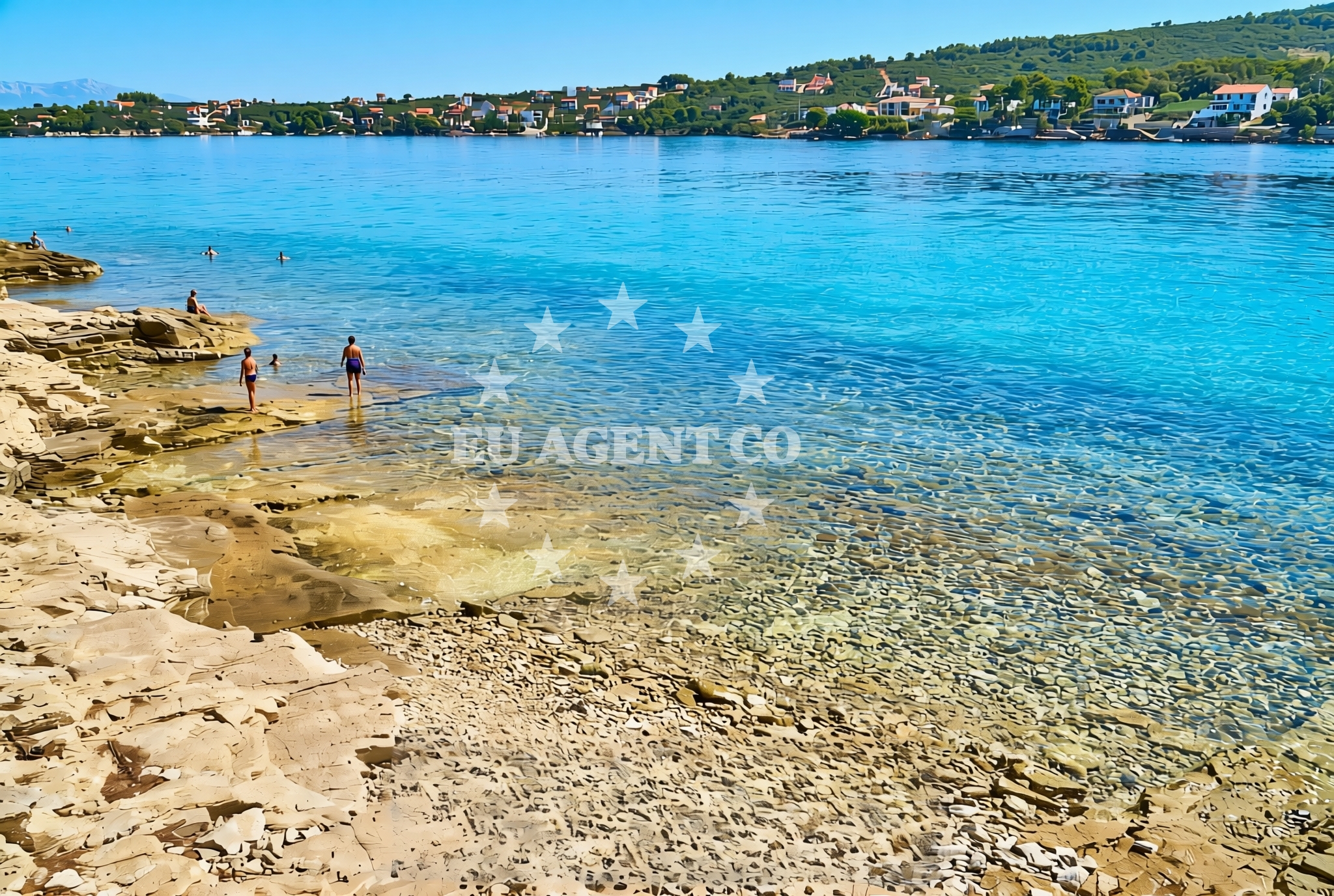 Sea and coastal view of Potkamenica sredina, Nečujam (Šolta) Beach in Potkamenica sredina