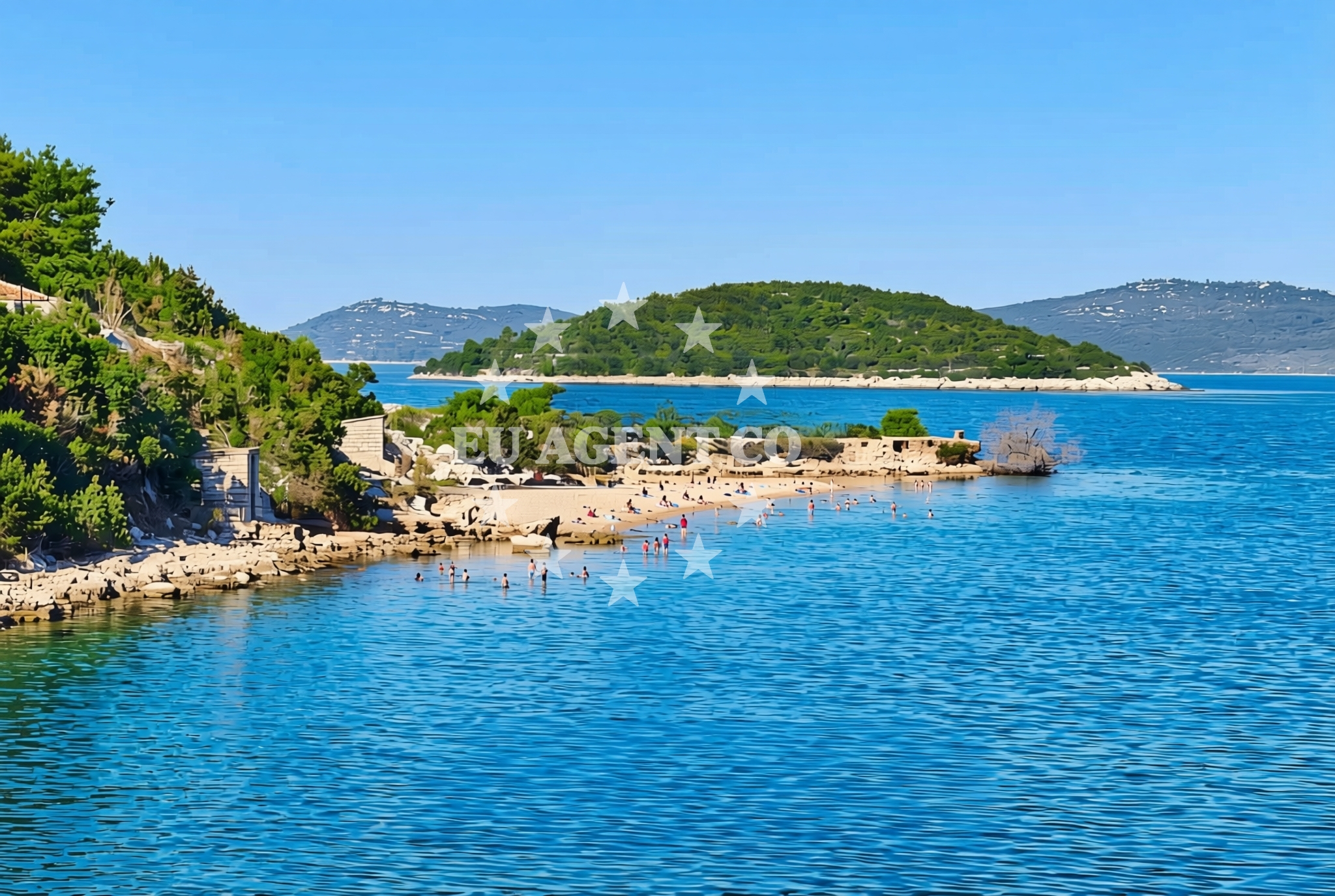 Shoreline and swimming area at Potkop Paprenica, Dragove (Dugi otok) Beach in Potkop Paprenica