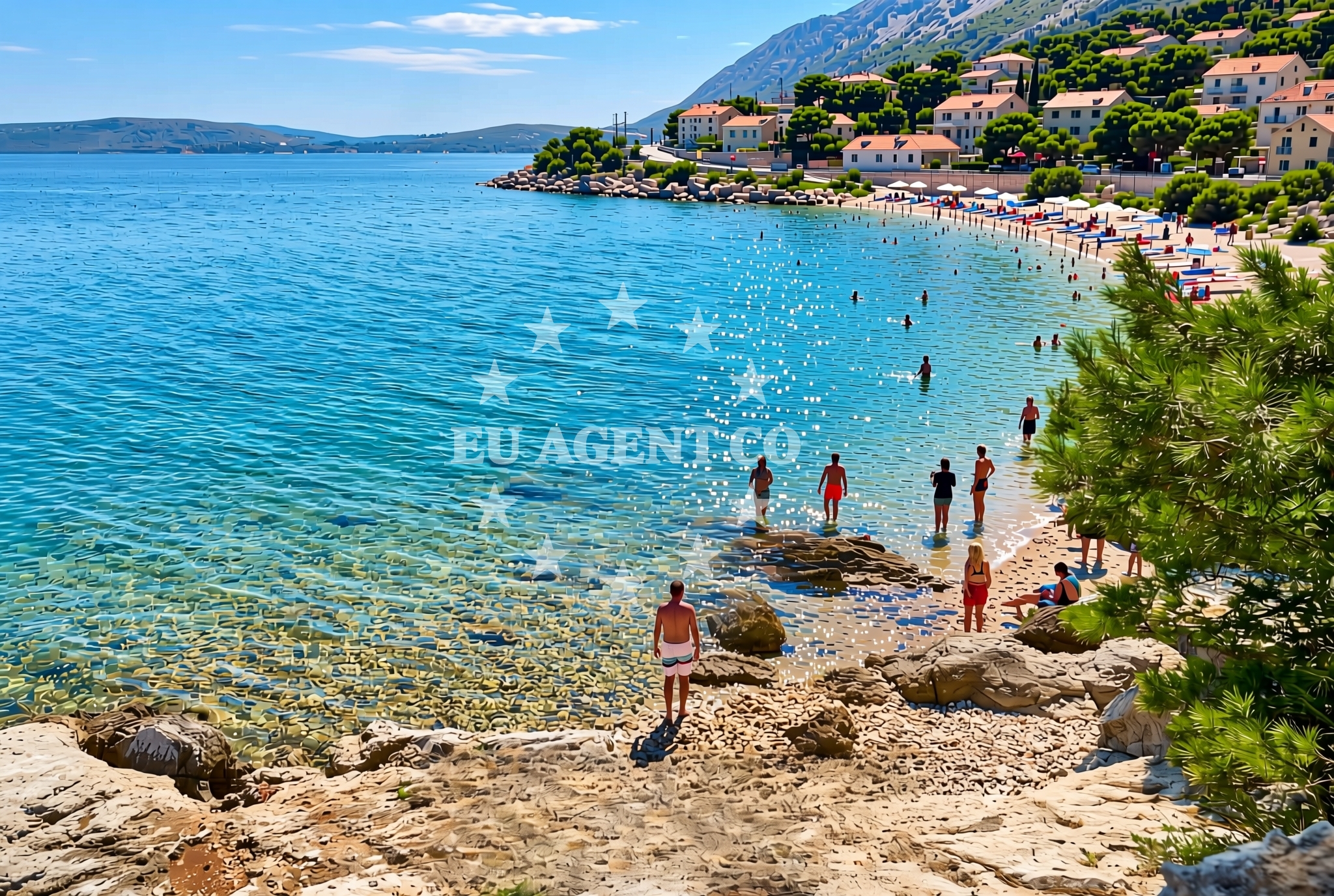 Shoreline and swimming area at Potubolj, Zverinac (Zverinac) Beach in Potubolj