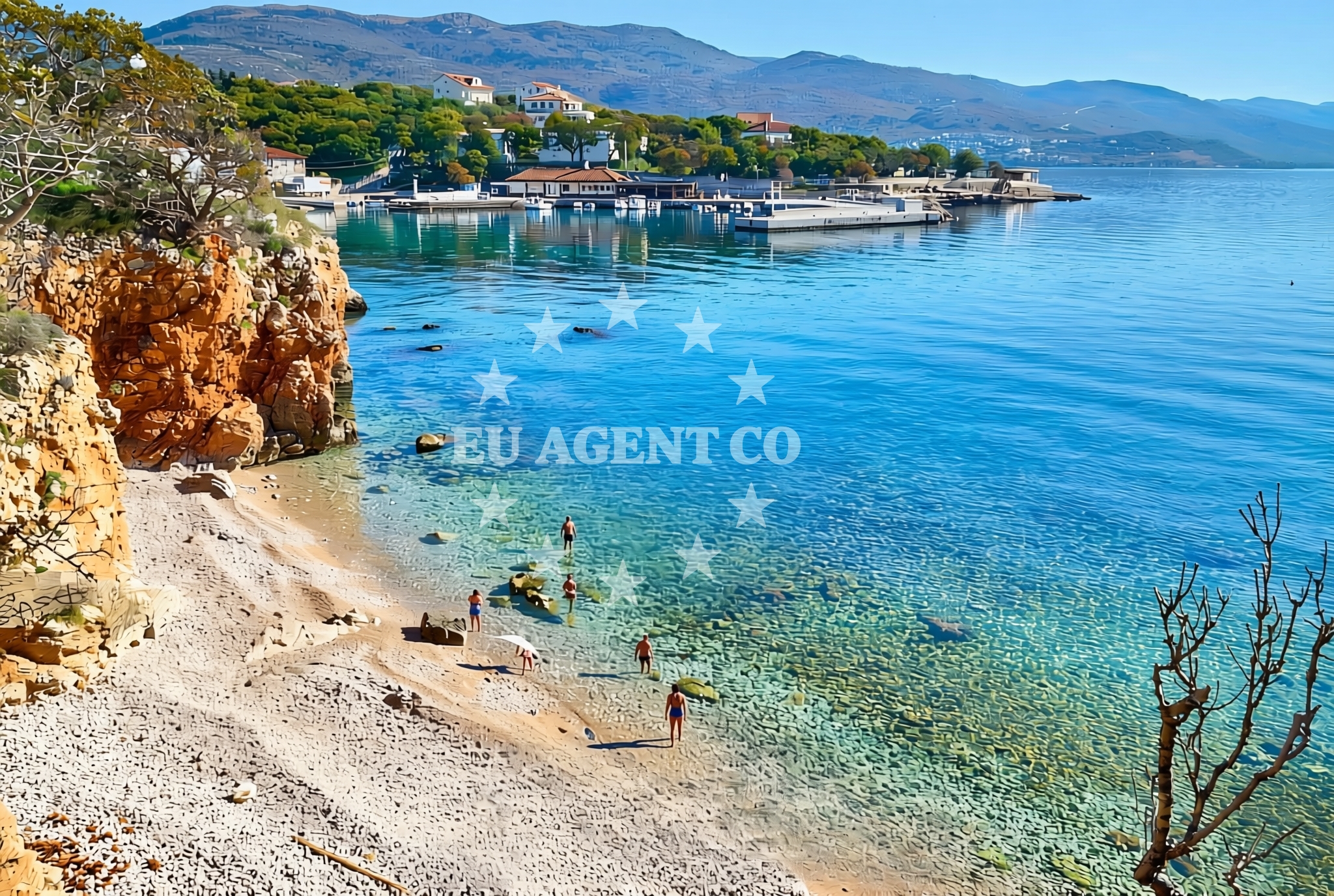 Overview of Povile sredina, Povile Beach in Povile sredina