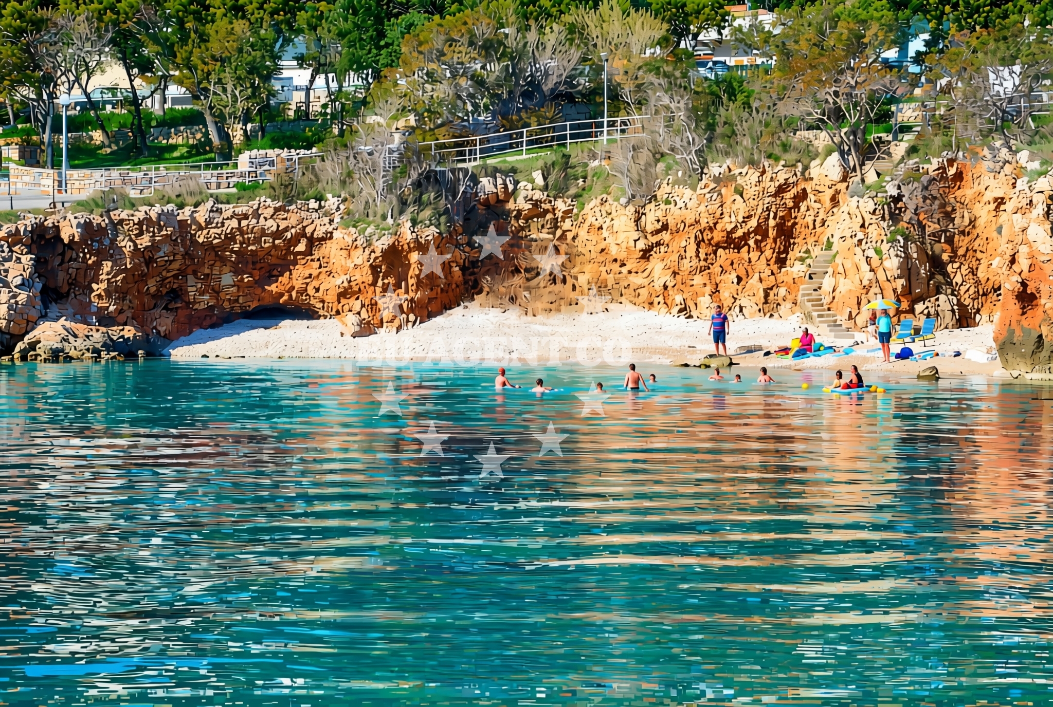 Sea and coastal view of Povile sredina, Povile Beach in Povile sredina