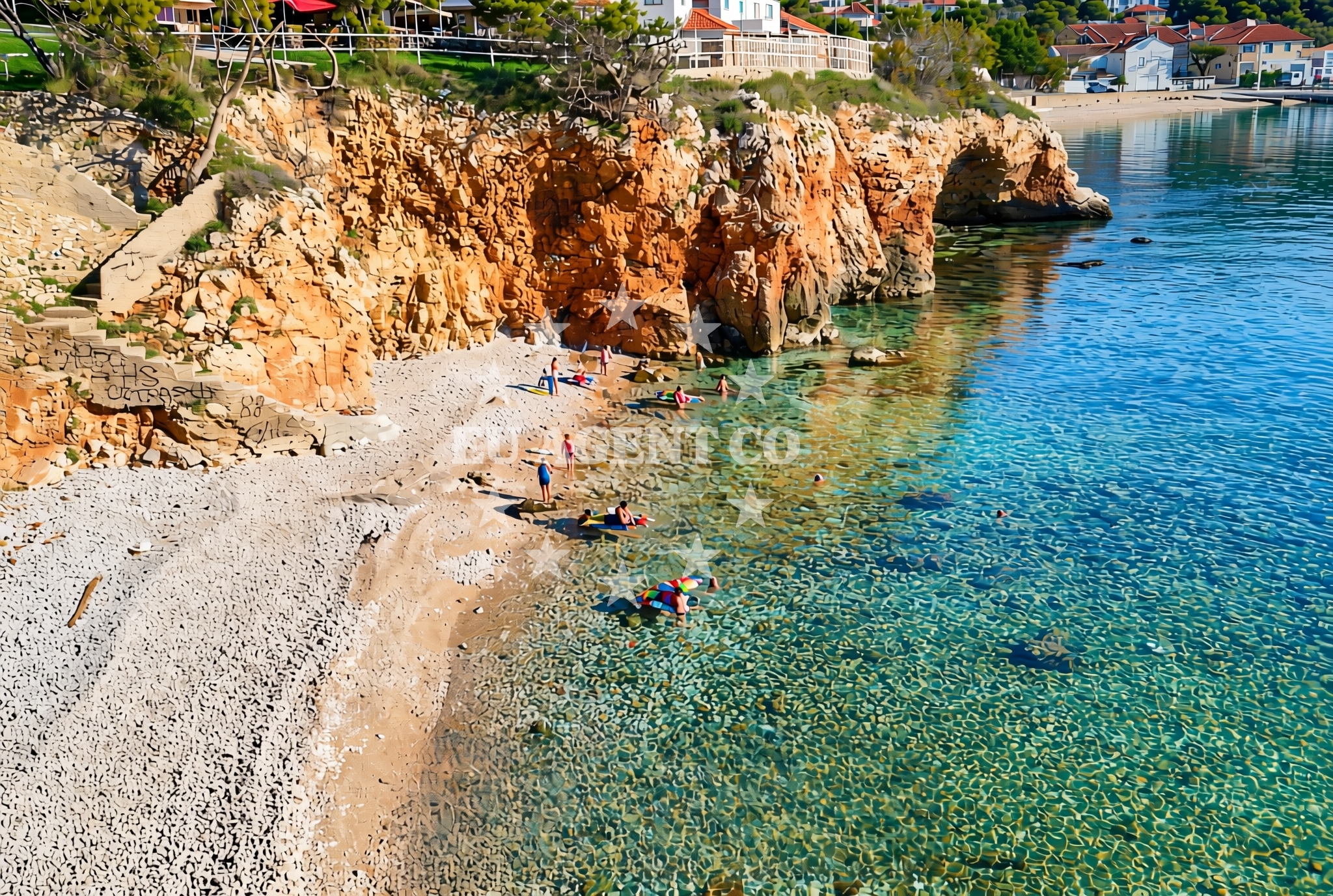 Beach facilities and surroundings at Povile sredina, Povile Beach in Povile sredina