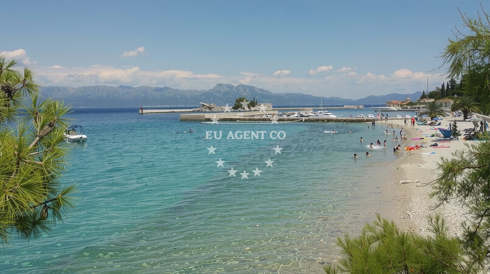 Beach facilities and surroundings at Pozora II beach in Luka bb, Trpanj
