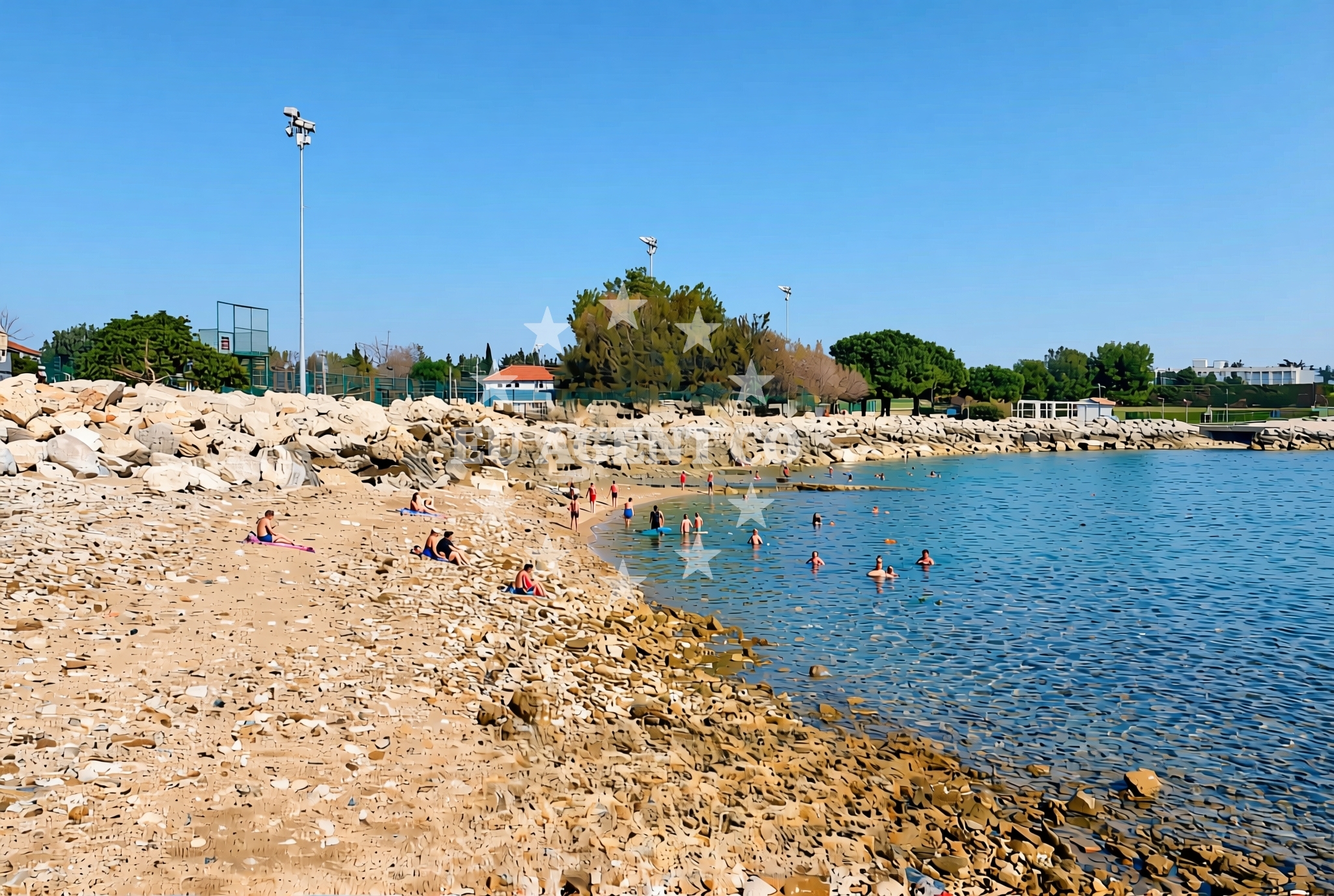Overview of Pra, Novigrad (Istarska županija) Beach in Pra