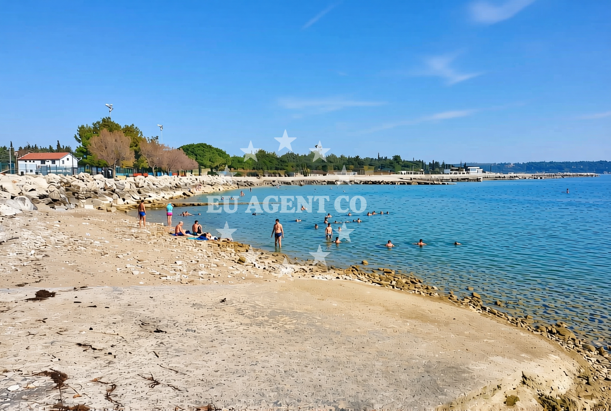 Sea and coastal view of Pra, Novigrad (Istarska županija) Beach in Pra