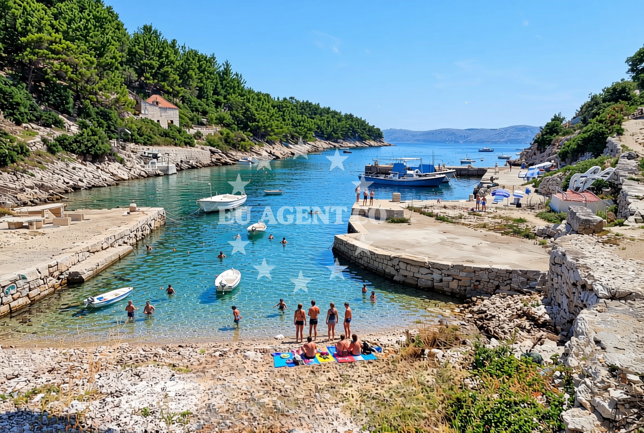 Shoreline and swimming area at Prapatna, Vela Luka (Korčula) Beach in Prapatna