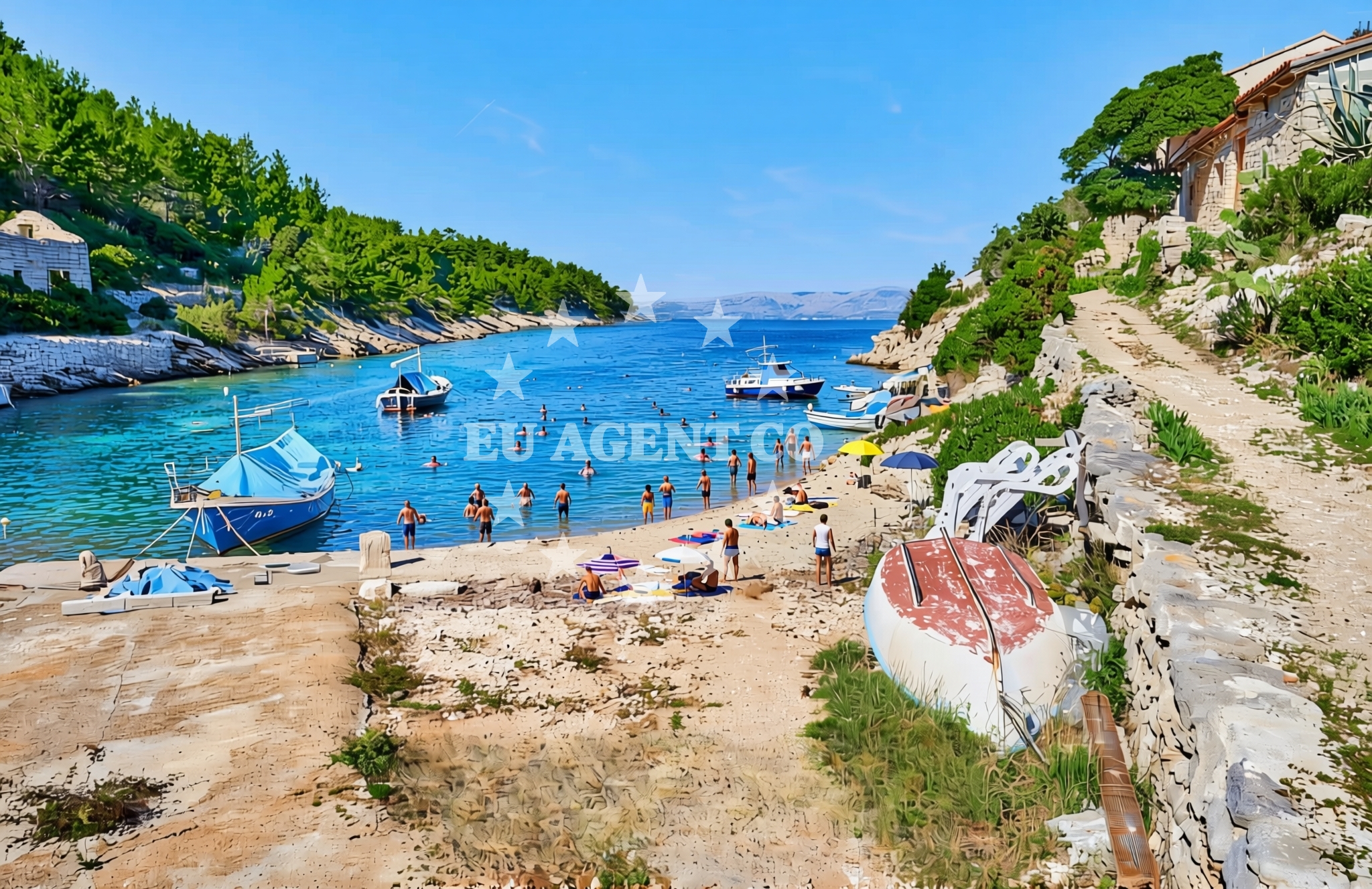 Sea and coastal view of Prapatna, Vela Luka (Korčula) Beach in Prapatna
