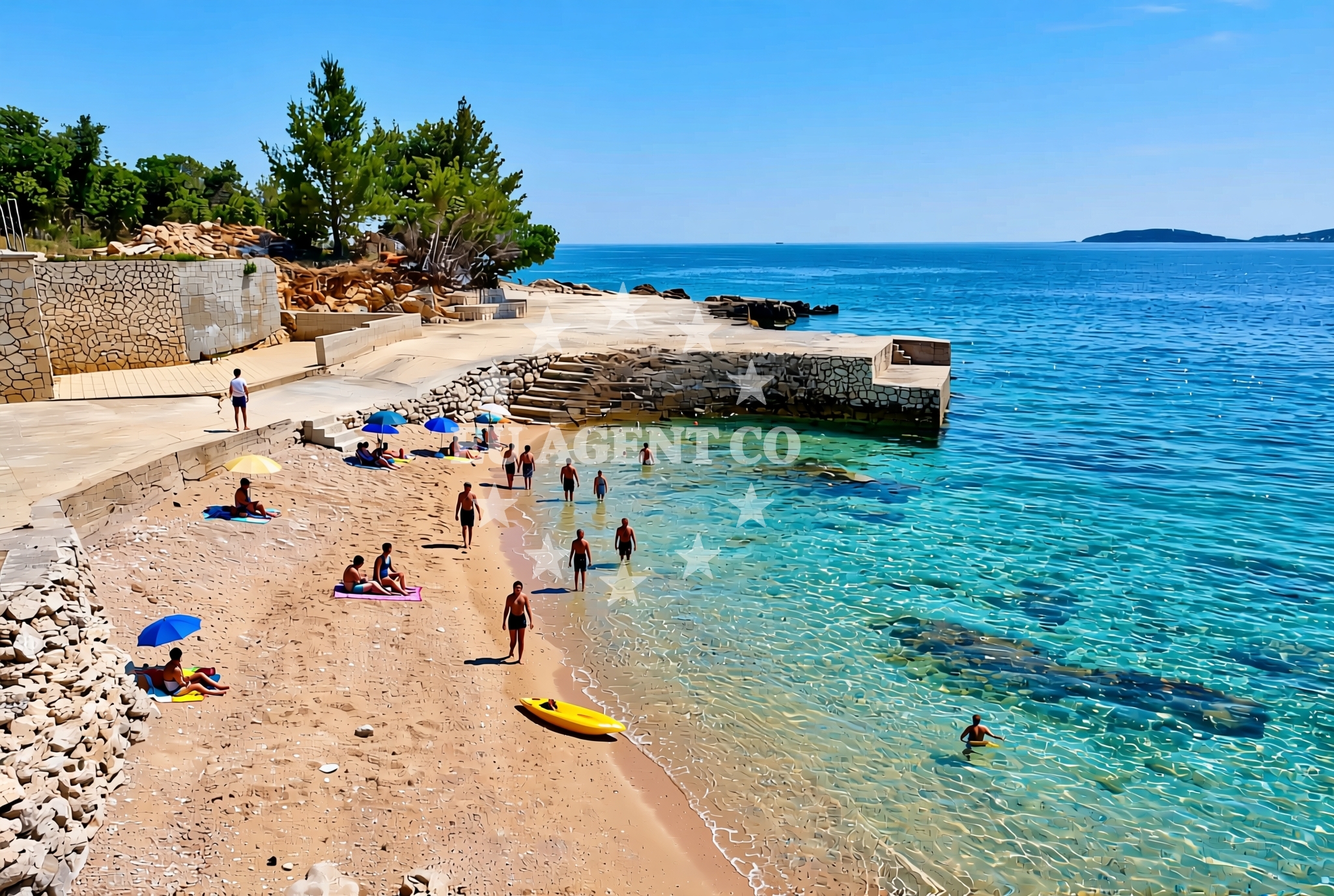 Shoreline and swimming area at Pratnjice sjever, Donja Banda Beach in Pratnjice sjever
