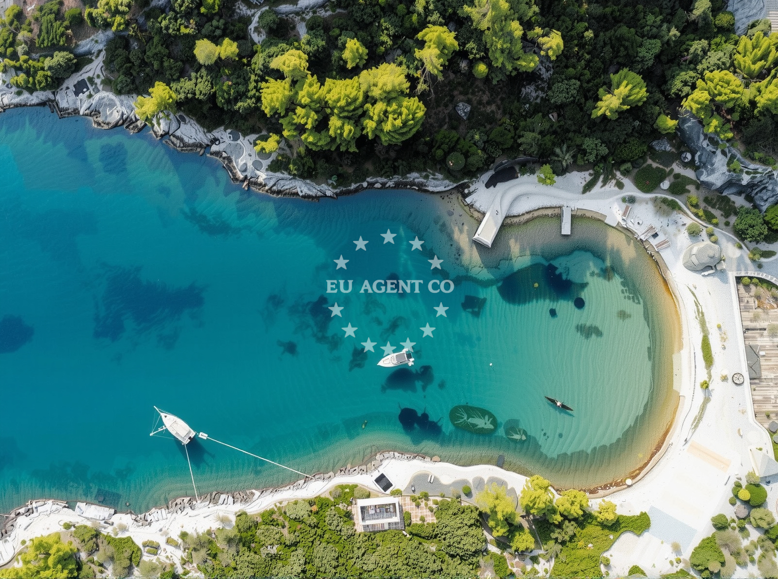 Beach facilities and surroundings at Praznica beach in , Postira