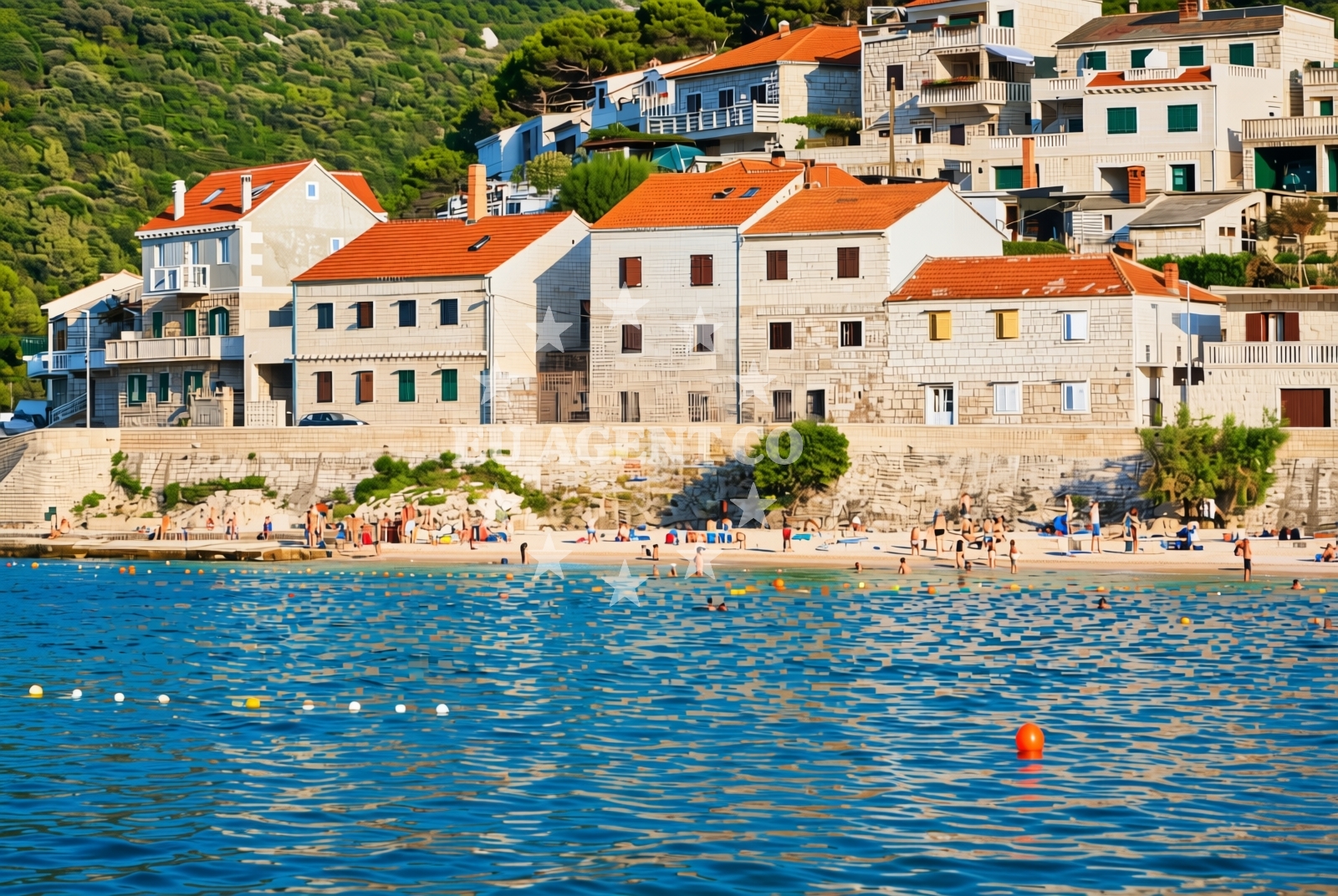 Shoreline and swimming area at Pražnica (Brač): beaches and coves in Pražnica (Brač)