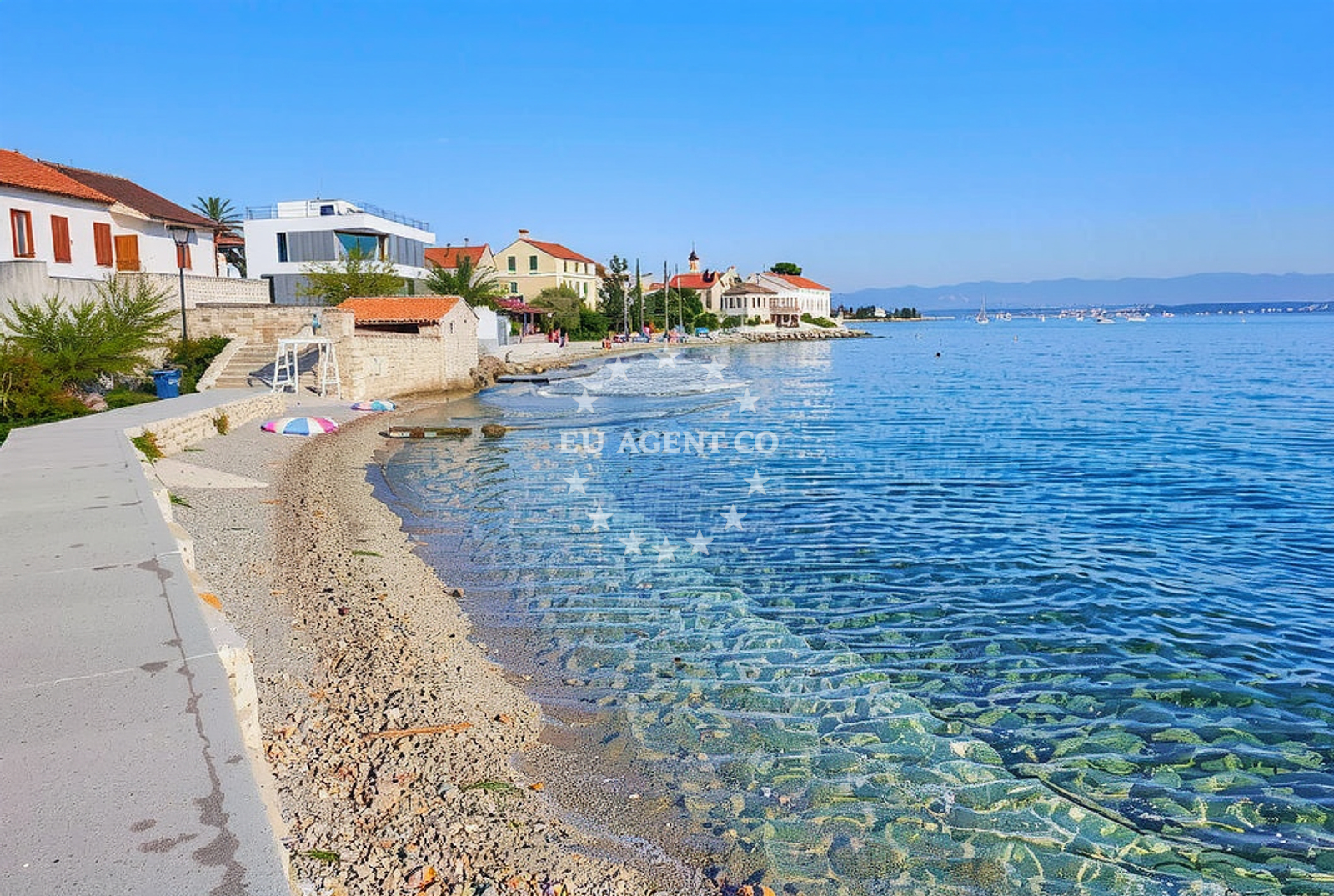 Shoreline and swimming area at Preko beach in Centar 10, Poljana