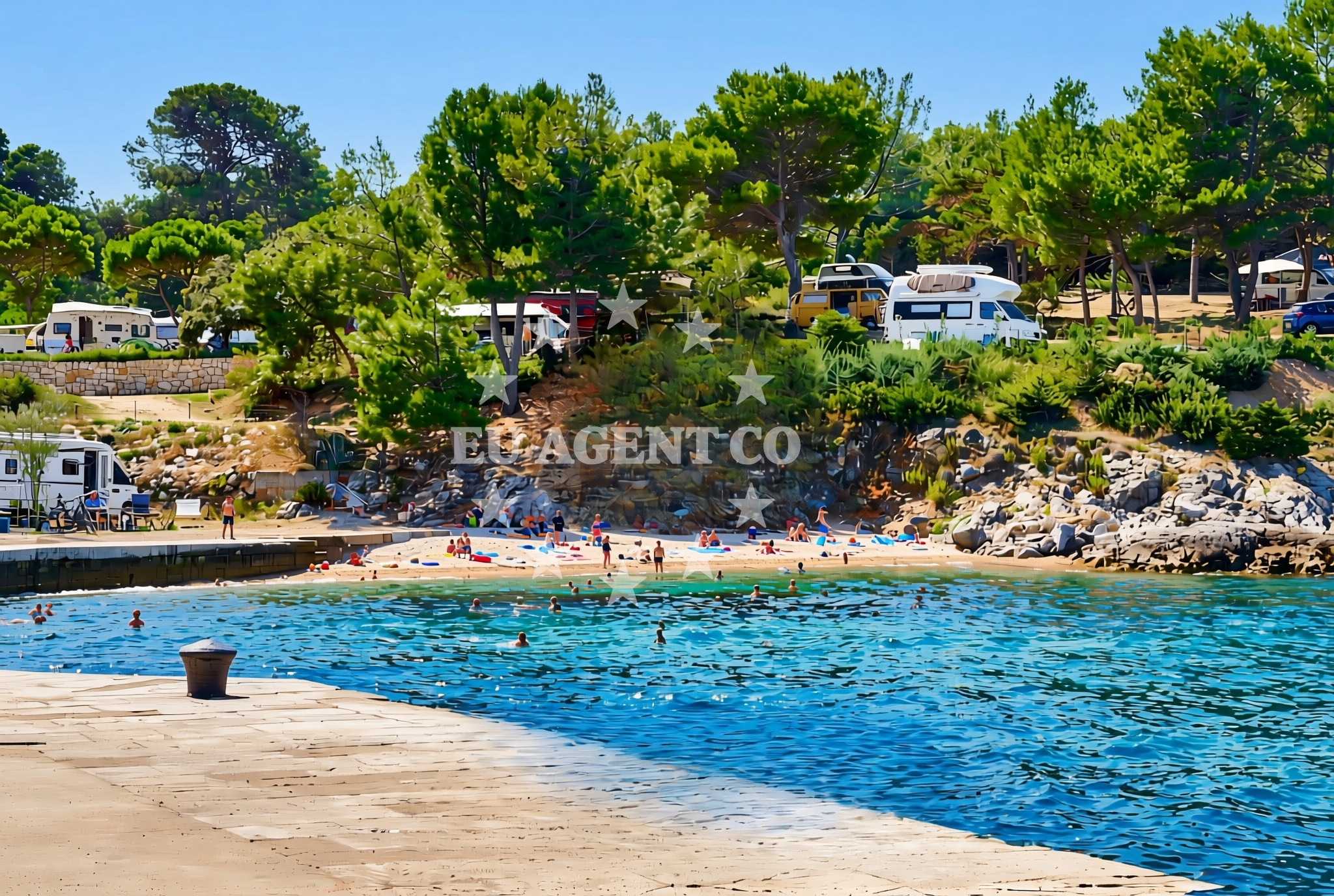 Overview of Preko mosta, Osor (Cres) Beach in Preko mosta