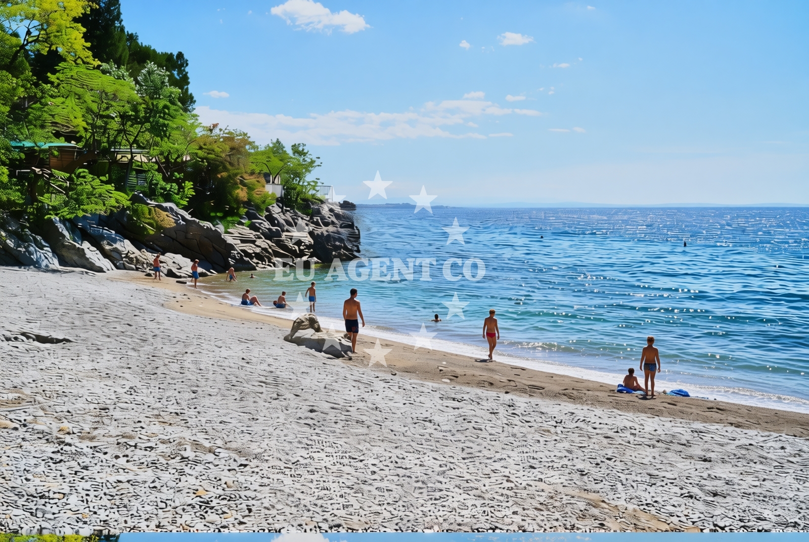 Sea and coastal view of Preluk jug, Rijeka Beach in Preluk jug