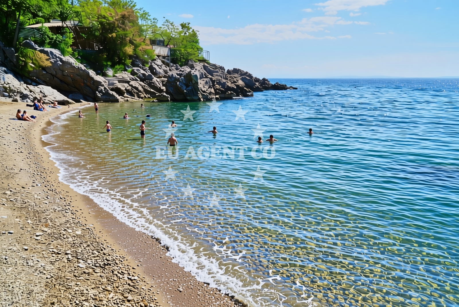 Beach facilities and surroundings at Preluk jug, Rijeka Beach in Preluk jug