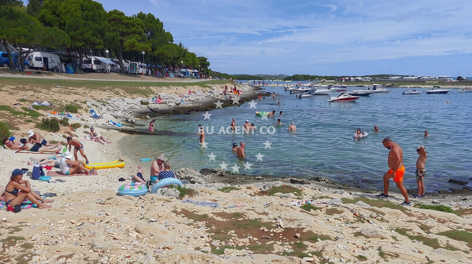 Shoreline and swimming area at Premantura Beach in Selo 250, Premantura